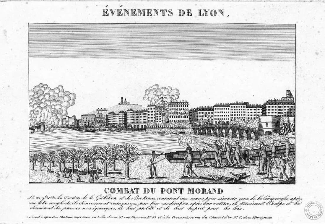 Восстание лионских ткачей, гравюра 1831 года